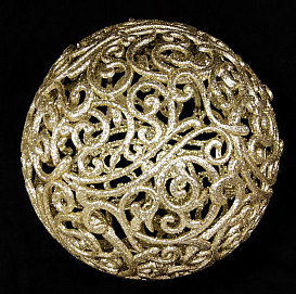 Шар ажурный СНЕЖНЫЕ ИСКОРКИ, золотой с глиттером, 200 мм, Морозко