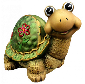 Фигура садовая Черепаха с цветком 