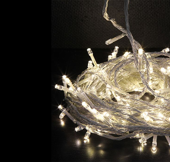 Электрогирлянда КЛИП ЛАЙТ на силиконовом проводе ПРЕМИУМ КЛАСС с 600 LED ламп. 60 м. цвет шампань