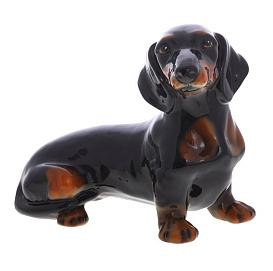 Фигура садовая собака Такса большая черная АФ0126