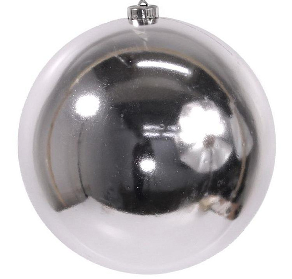Пластиковый шар глянцевый, цвет: серебряный, 200 мм, Kaemingk