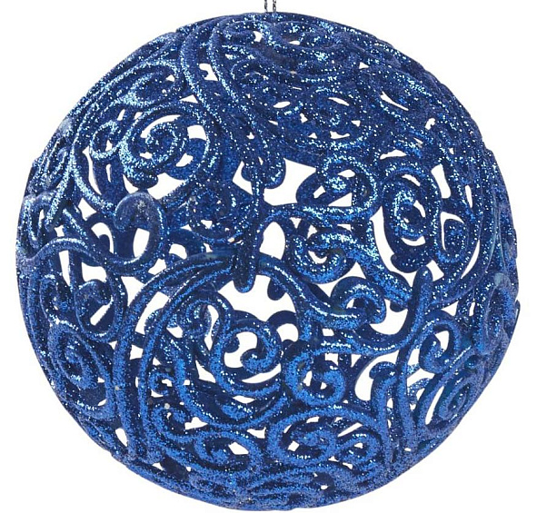 Шар ажурный СНЕЖНЫЕ ИСКОРКИ, синий с глиттером, 200 мм, Морозко