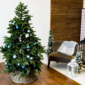 Плетёная корзина ВИНТАЖ для декорирования основания елки, натуральное дерево, 60х26 см, National Tre