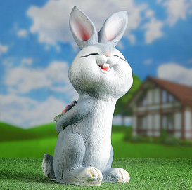 Фигура садовая Заяц с цветком