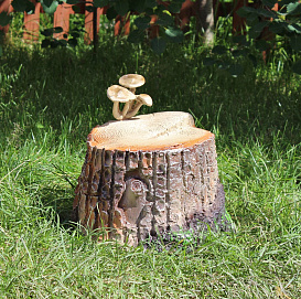 Фигура садовая Пенек с грибами F02009 (Айронкр)