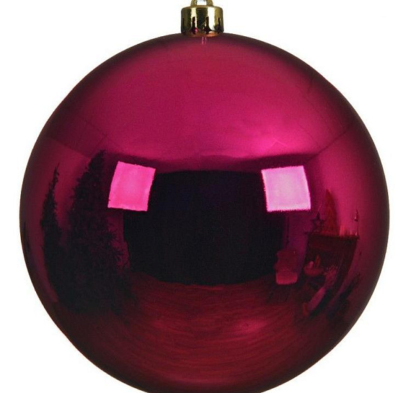 Пластиковый шар глянцевый, цвет: фуксия, 200 мм, Kaemingk