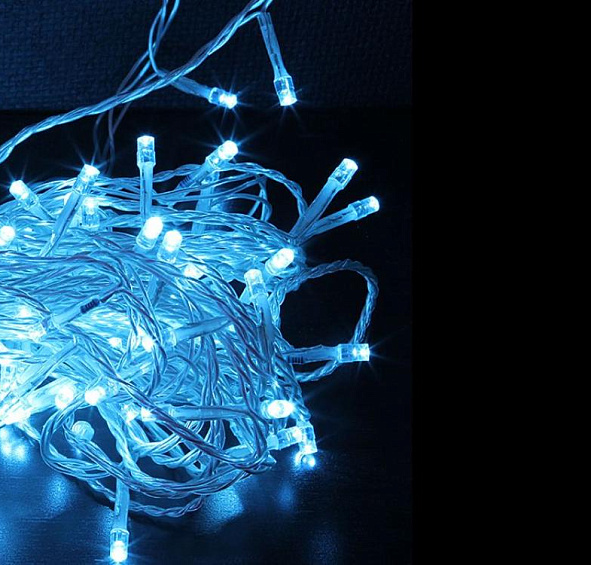 Электрогирлянда КЛИП ЛАЙТ на силиконовом проводе ПРЕМИУМ КЛАСС с 600 LED ламп. 60м, цвет небес-голуб
