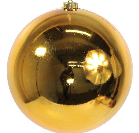 Пластиковый шар глянцевый, цвет: насыщенно-золотой, 200 мм, Kaemingk