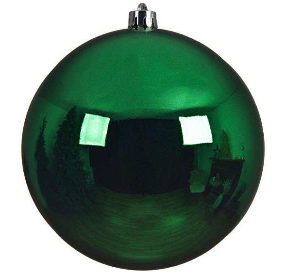 Пластиковый шар глянцевый, цвет: классический зелёный, 200 мм, Kaemingk