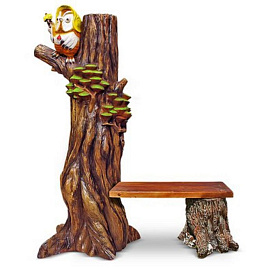 Фигура садовая Лавочка Сова на дереве F07343 (Айронкр)