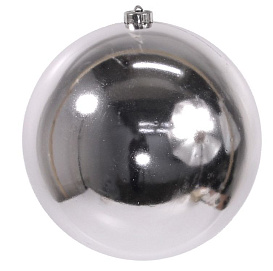 Пластиковый шар глянцевый, цвет: серебряный, 200 мм, Kaemingk