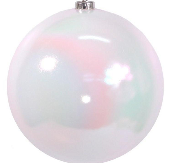 Пластиковый шар глянцевый, цвет: белый радужный, 200 мм, Kaemingk