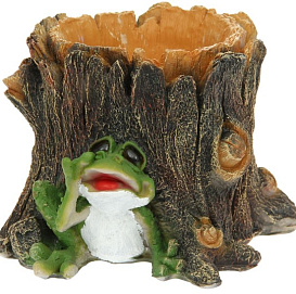 Фигура садовая Пень с лягушкой и грибами (ламинат) F07075 (Айронкр)