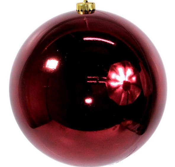 Пластиковый шар глянцевый, цвет: бордовый, 200 мм, Kaemingk