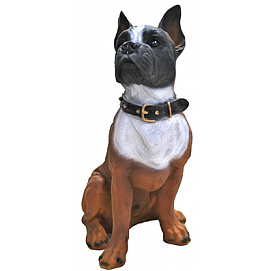 Фигура садовая Собака Бульдог сидячий с фонарем