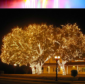 Комплект электрогирлянд на деревья 100м с 900 теплыми белыми LED лампами, 24V, уличный, цвет белый 