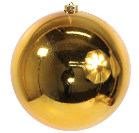 Пластиковый шар глянцевый, цвет: насыщенно-золотой, 200 мм, Kaemingk
