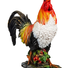 Фигура садовая Петух на бочке с ягодами АФ00724