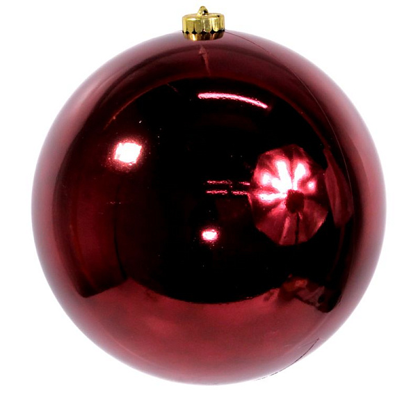 Пластиковый шар глянцевый, цвет: бордовый, 200 мм, Kaemingk