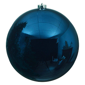 Пластиковый шар глянцевый, цвет: синий, 200 мм, Kaemingk