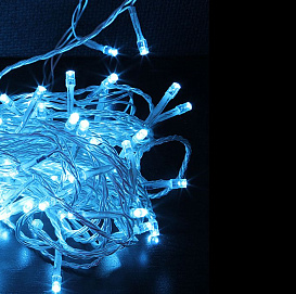 Электрогирлянда КЛИП ЛАЙТ на силиконовом проводе ПРЕМИУМ КЛАСС с 600 LED ламп. 60м, цвет небес-голуб