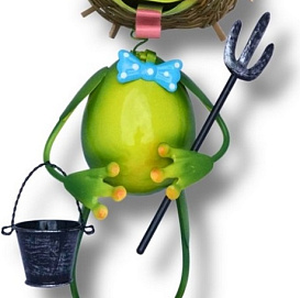 декор для  сада Лягушка в шляпе с ведерком 330*200*130 ПКО