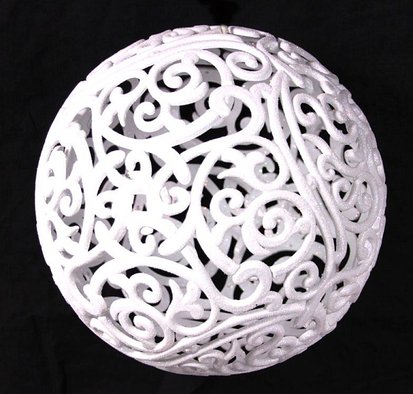 Шар ажурный СНЕЖНЫЕ ИСКОРКИ, белый с глиттером, 200 мм, Морозко