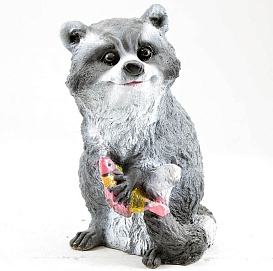 Фигура садовая Енот с рыбкой Н-37 см JNG 035 