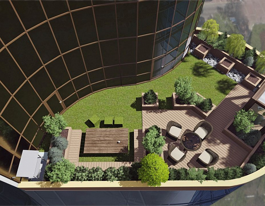 Инна Мусина – проект «Небо рядом» – садовый центр «Южный» Зона благоустройства крыши вид сверху