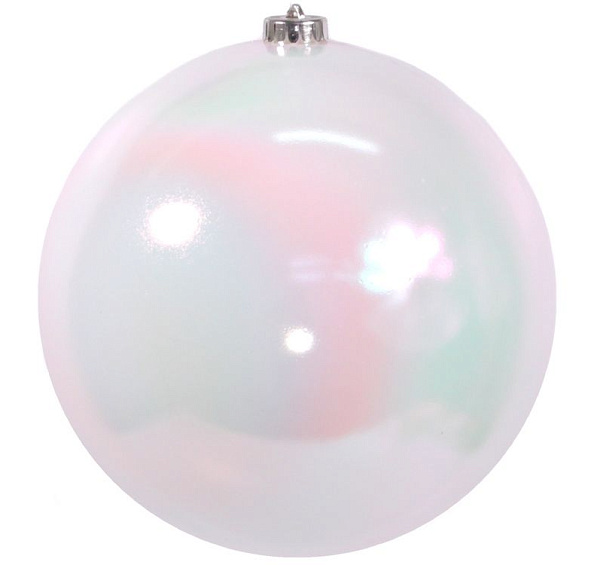 Пластиковый шар глянцевый, цвет: белый радужный, 200 мм, Kaemingk