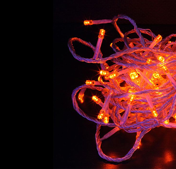 Электрогирлянда КЛИП ЛАЙТ на силиконовом проводе ПРЕМИУМ КЛАСС с 600 LED ламп. 60 м. цвет оранжевый
