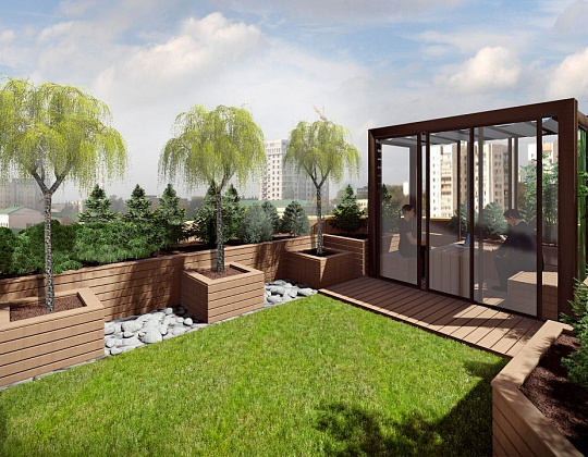 Инна Мусина – проект «Небо рядом» – садовый центр «Южный» Зона отдыха на крыше