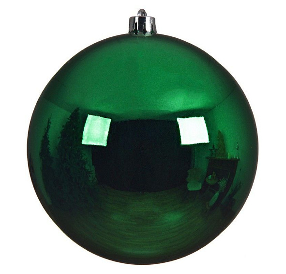 Пластиковый шар глянцевый, цвет: классический зелёный, 200 мм, Kaemingk