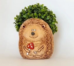 Шамот Кашпо Еж с мухомором