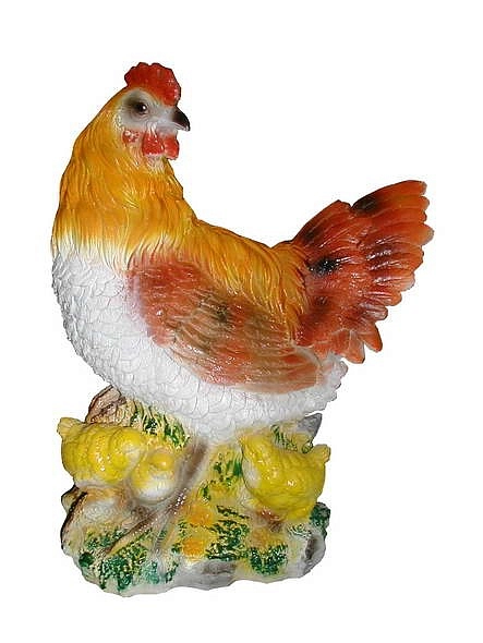 Фигура садовая Курица с тремя цыплятами F07785 (Айронкр)