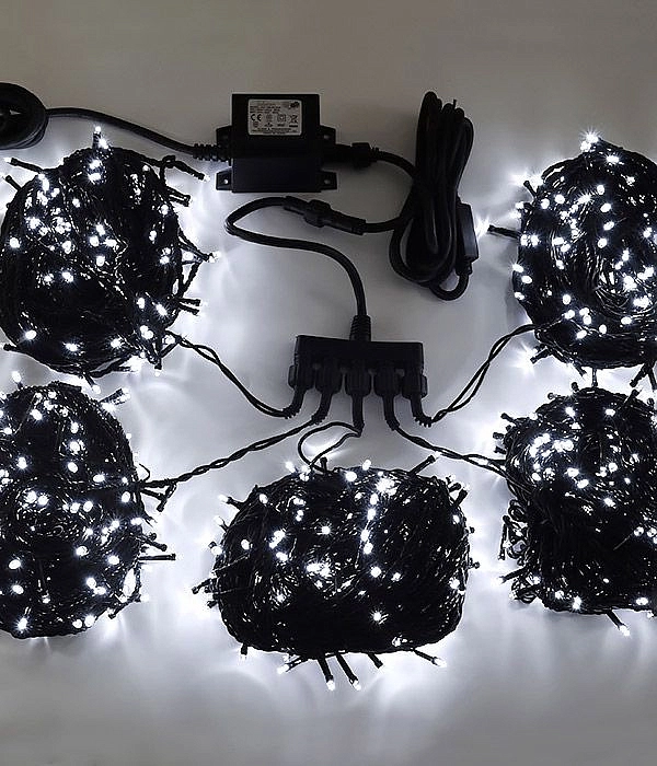 Комплект электрогирлянд на деревья 100м с 900 холодными белыми LED лампами, 24V, уличный, цвет белый