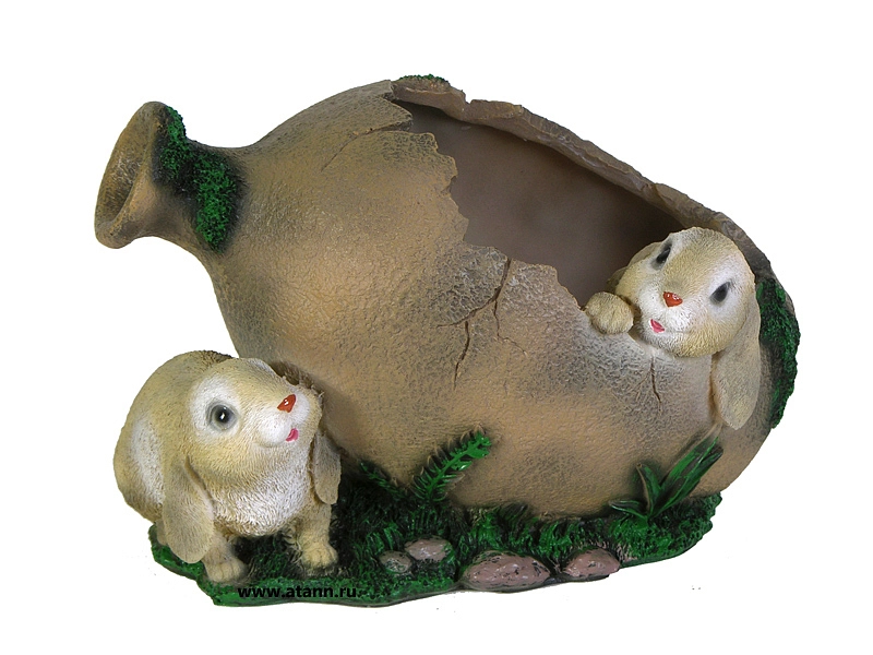 Кашпо Два зайца у кувшина H-28