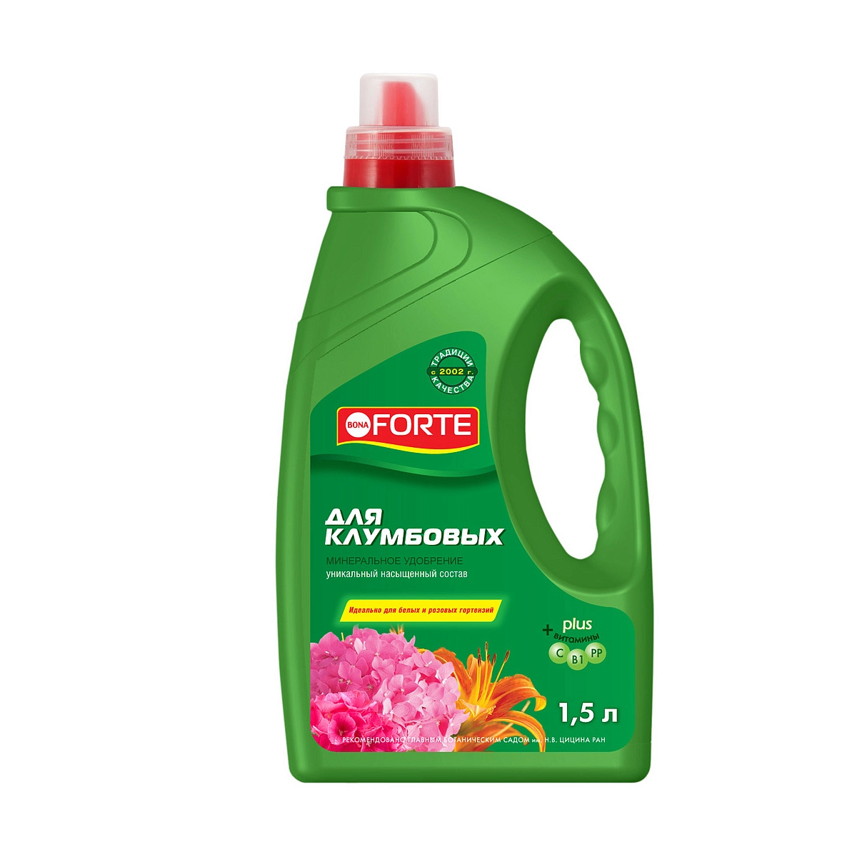 Удобрение цветочное Bona Forte Жидкое для Клумбовых и розовых гортензий 1,5л