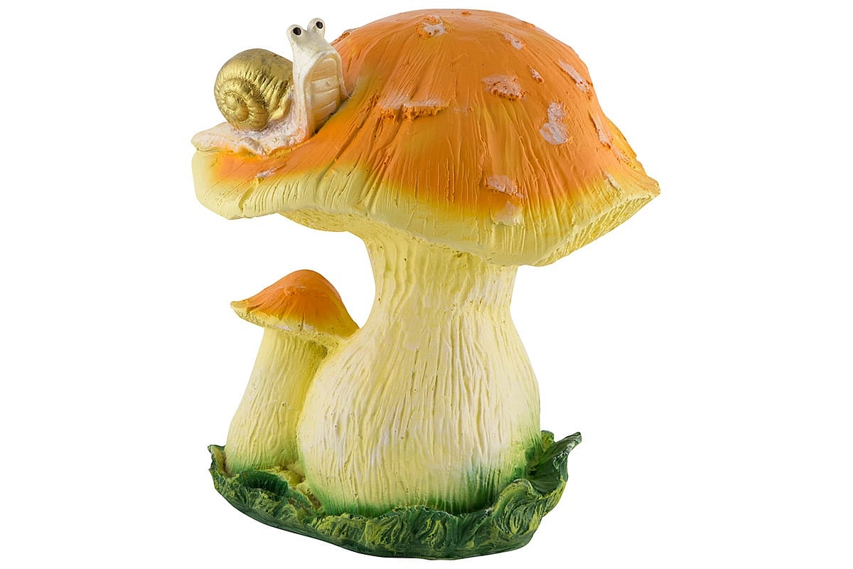 Фигура садовая Гриб подосиновик тройной с улиткой H-23