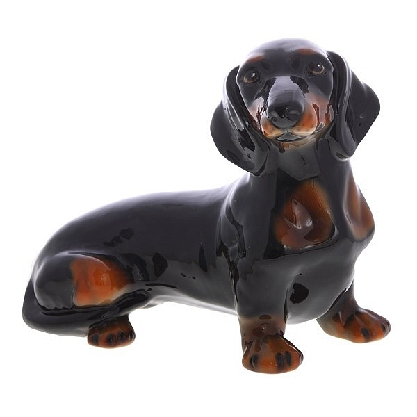 Фигура садовая собака Такса большая черная АФ0126