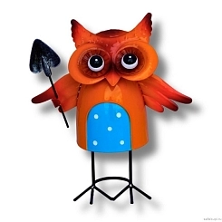 декор для  сада совушка с лопаткой 300*300*200 ПКО