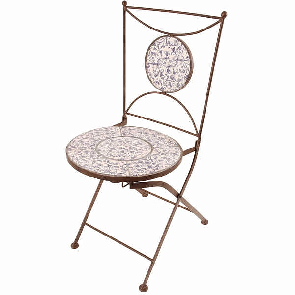 Стул складной с элементами из керамики сине/белый AC 90