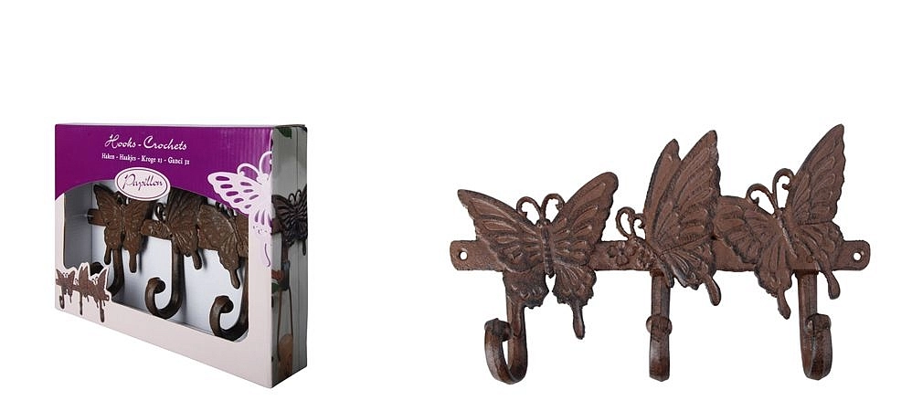 Крючок настенный тройной Бабочка ВА 03