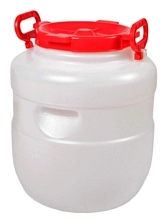 Бочка пластиковая белая круглая (усиленные ручки с крышкой) 50 литров