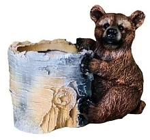 Кашпо Мишка с березовым пнем H-17