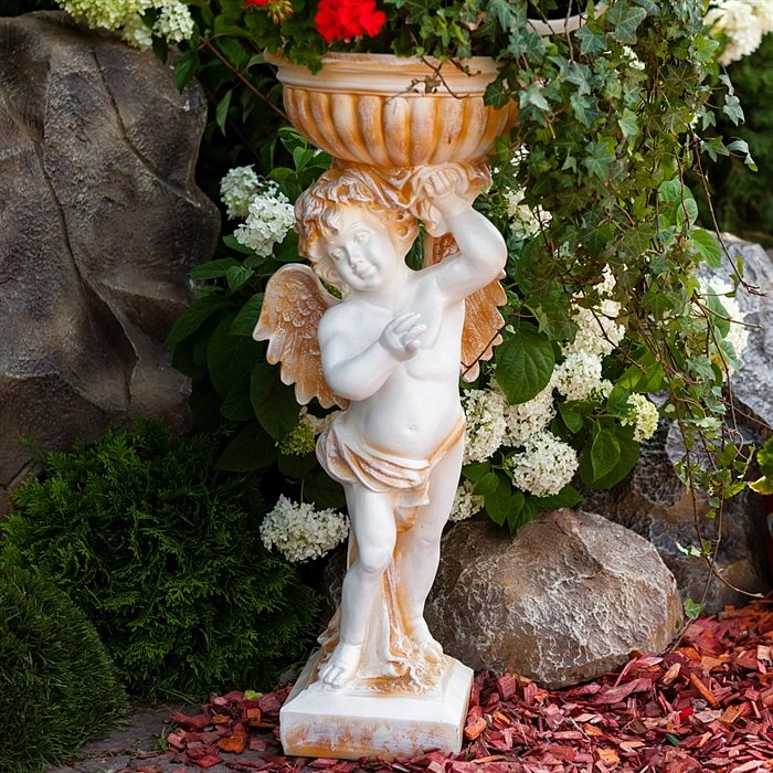 Фигура садовая Ангел с вазой 03081 (Айронкр)