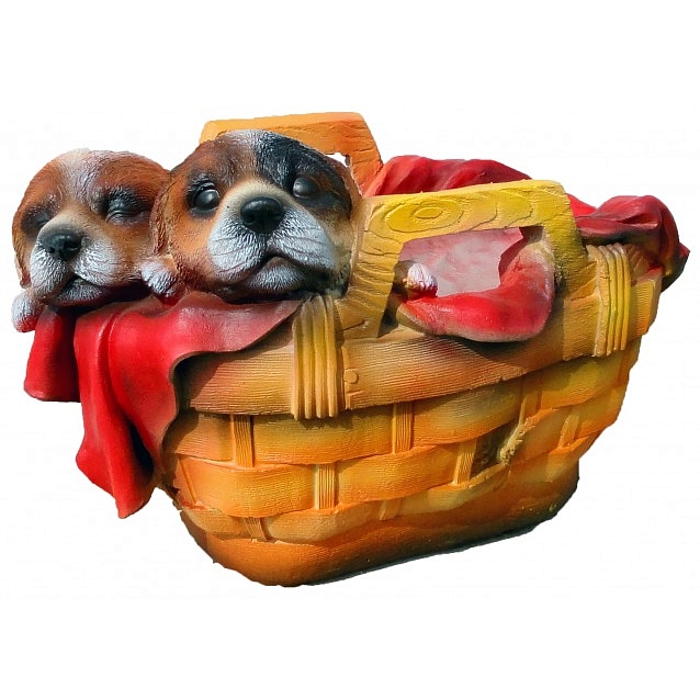 Фигура садовая Кашпо щенки в корзине