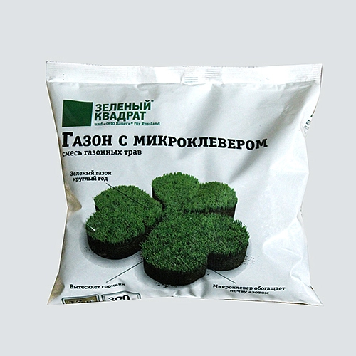 Газон Зеленый квадрат с Микроклевером 0,3кг/10кг/5кг