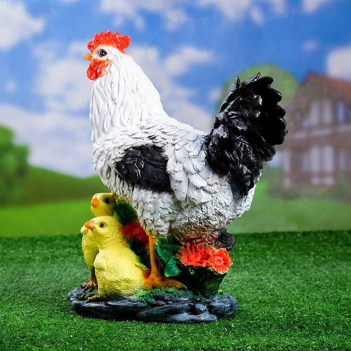 Фигура садовая Курица с 3-я цыплятами 