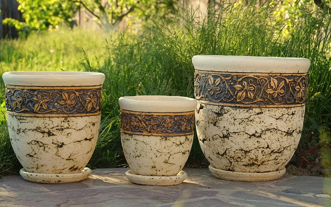 Шамот Пятилистник набор из 3-х горшков